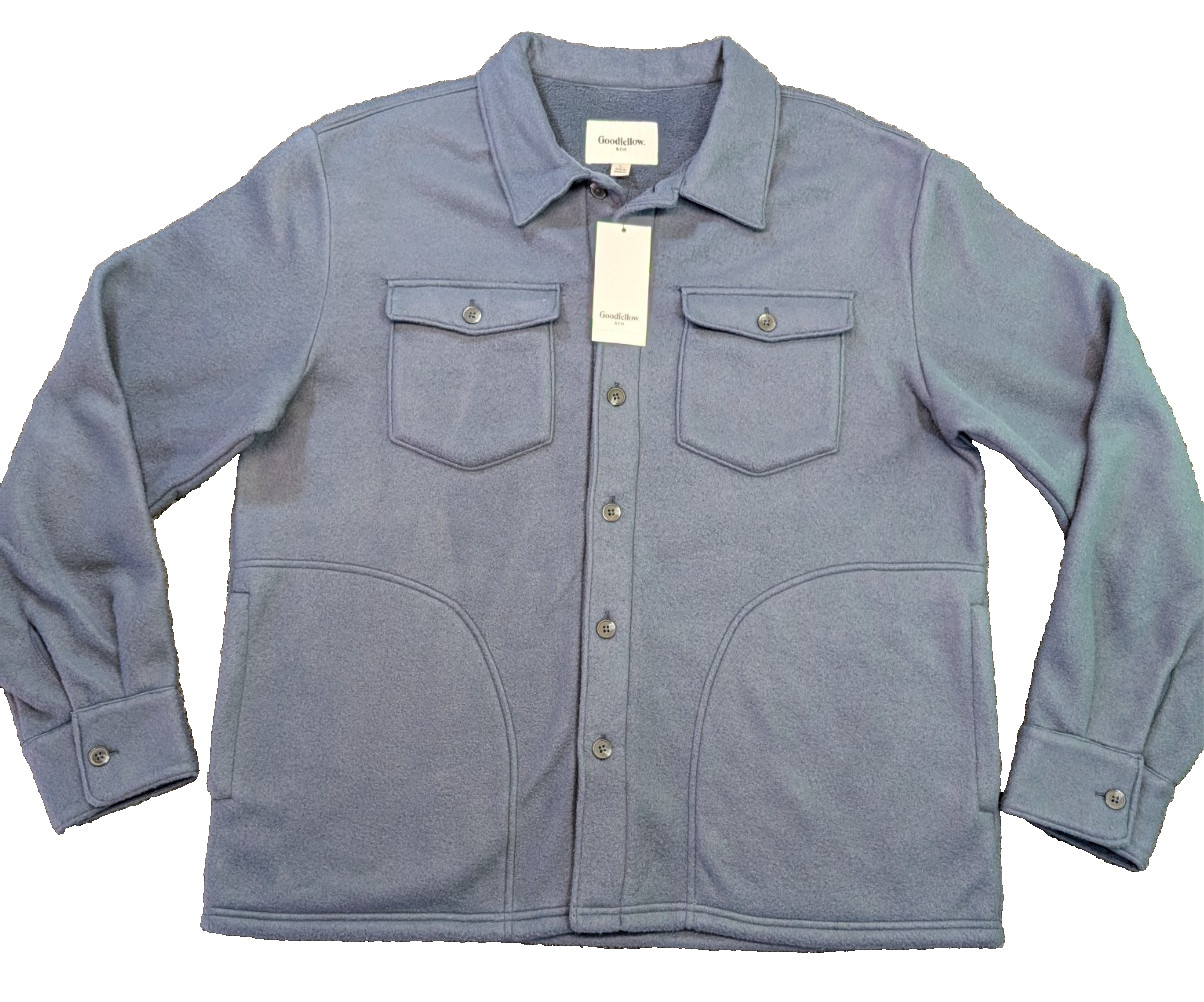 NWT Goodfellow & Co sz L Men's Long Sleeve Dark Blue Fleece Shirt jacket Soft