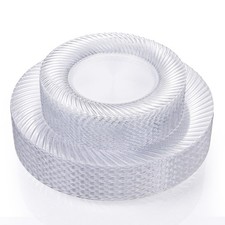 WELLIFE 60 Pcs Clear Plastic Plates, Clear Plates Disposable Heavy Duty, Disp...