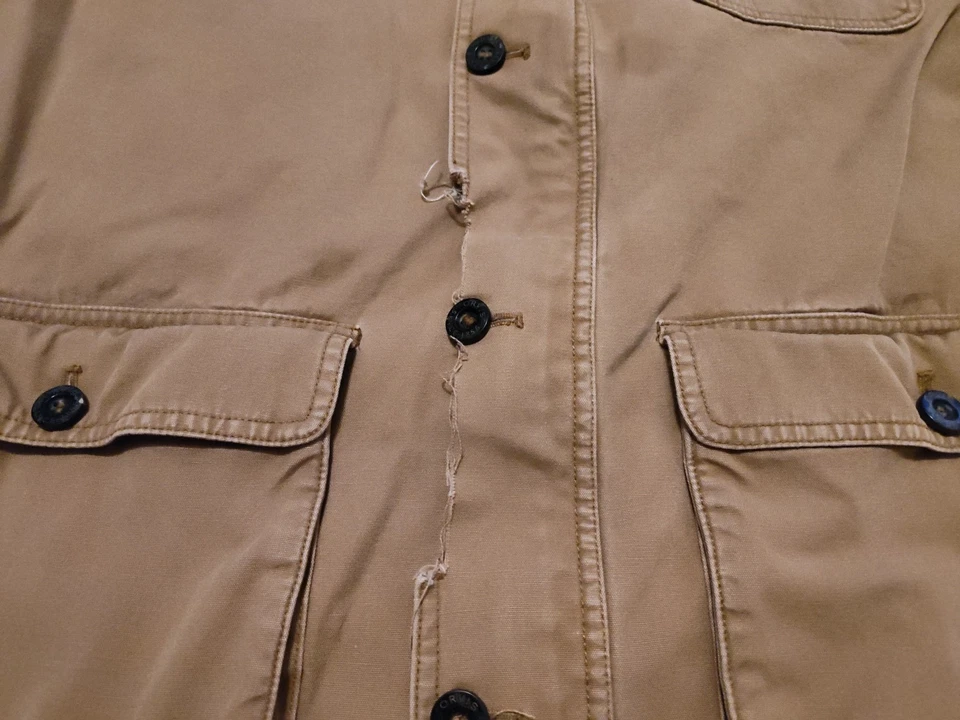 Abrigo Chaqueta Orvis Barn Chore Para Hombre XL Beige Franela Forrado Pana Cuello Algodón Foto 3 de 4