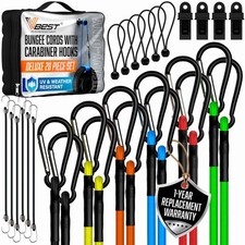 Carabiner Bungee Cords 28 Pack with Hooks - Heavy Duty Tarp Clips, Canopy Tie...
