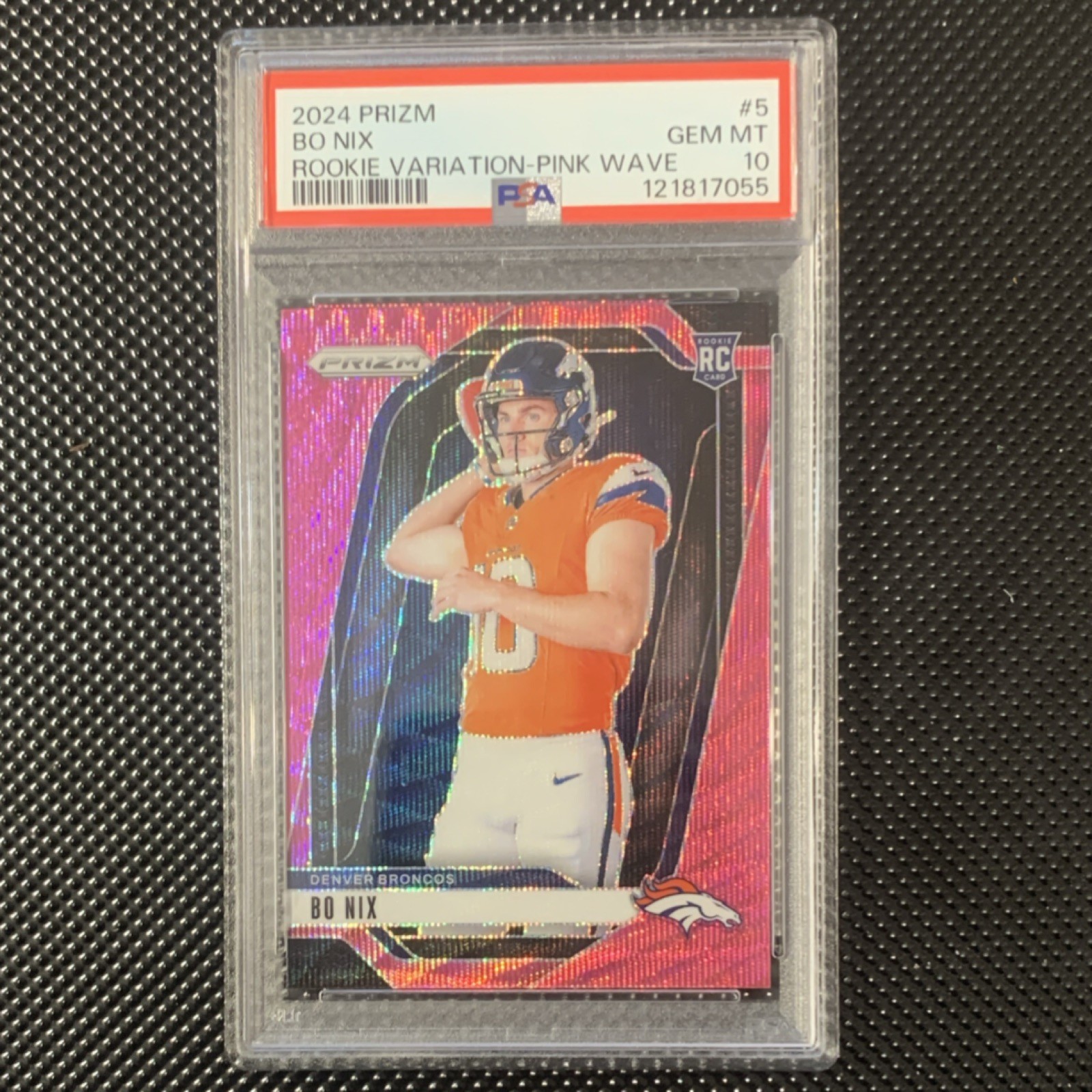 Bo Nix Panini Prizm Rookie Variation #5 Pink Wave