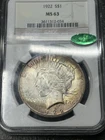 1922 P Peace Dollar NGC MS63 Colorful Toning Nice Toned CAC Approved ✅