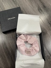 PRADA Re-Nylon Pink Scrunchie Triangle Logo Hair Accessory Women Pastel Elegant
