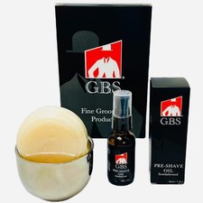 Men's Smooth Stainless-Steel Shave Bowl with Soap and Pre-Shave oil