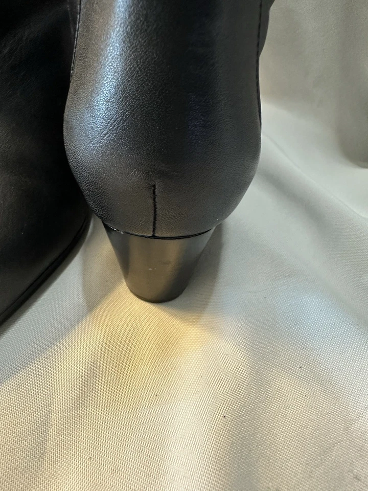 David Tate Womens 8 WW Black Leather Corset Stitch Knee High Wide Calf Boots - Image 2 of 4