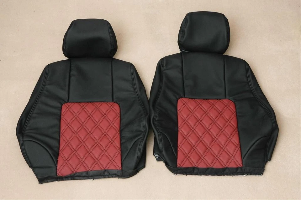 Fundas de asiento Honda Prelude 97-01 cuero real hechas a medida con patrón de diamante Foto 2 de 3