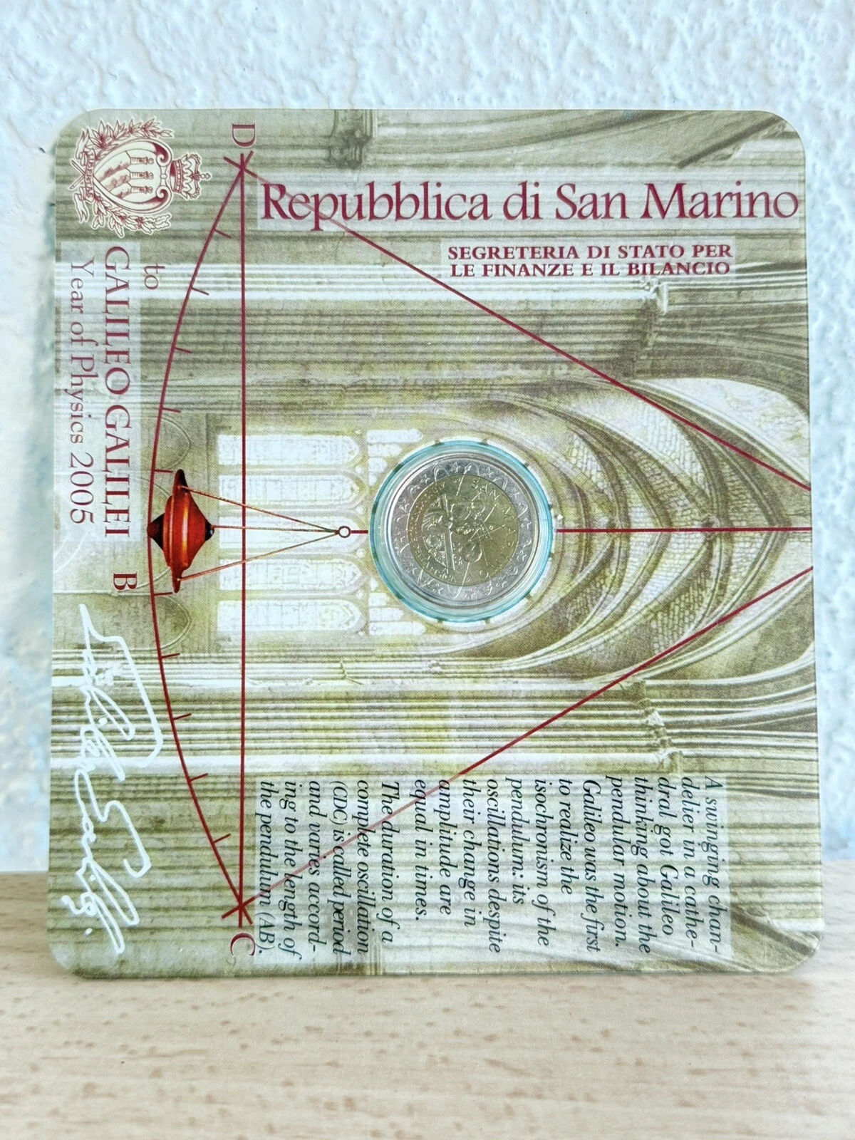 Plaque 2005 2 Euros Saint Marin San Marino Galileo Galilei