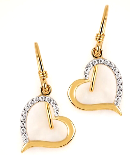 Orecchini A Fiore Con Diamante Simulato Taglio Cuore - Oro Giallo 14K - Personalizzabili