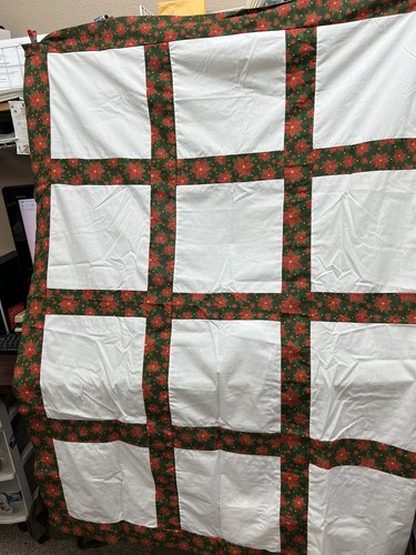 POINSETTIA  BLANK QUILT TOPS FOR APPLIQUÉS. 48”x62”  12. 12” Blocks