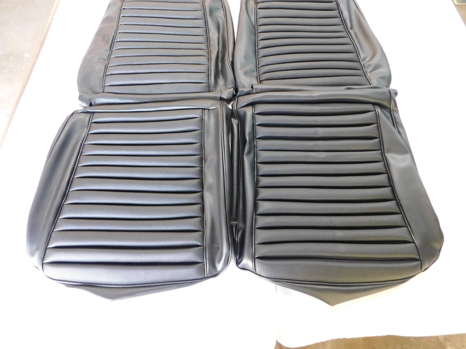 Nova reprodução Capas de assento Ford Mustang Mach 1 1970 dianteiras + traseiras com listras cinza - Imagem 2 de 4