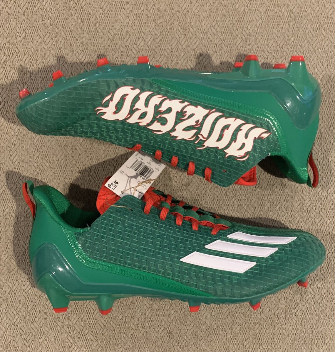 Adidas Adizero Football Cleat Tabasco Green & Sriracha Red Adidas Adizero Football Cleat Tabasco Green & Sriracha Red
