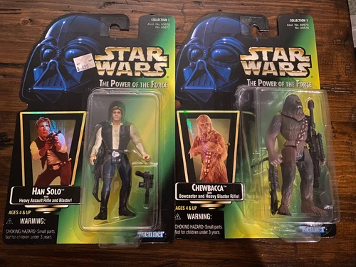 STAR WARS POTF2 Hologram Card HAN SOLO & CHEWBACCA Figure Unopened