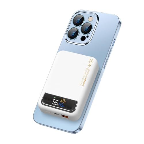 10000mAh Magnetic Portable Charger, Wireless Power Bank with Color LED 10000mah