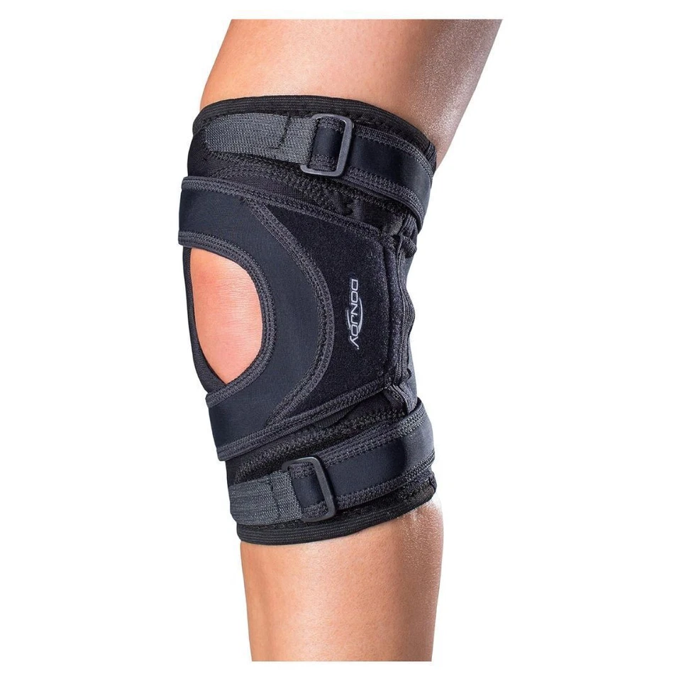 DonJoy Tru Pull Lite Large Right Leg Black Knee Brace with Pull Straps