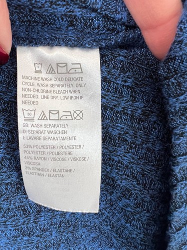 Susan Graver A367767 Ribbed Long Sleeve Sweater Knit Tunic Hi-Low Hem Blue Large - Picture 8 of 8