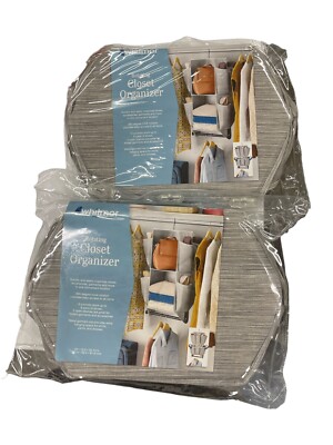 2 Pack Whitmor 360° Rotating Gray Closet Organizers with Garment Rod Below