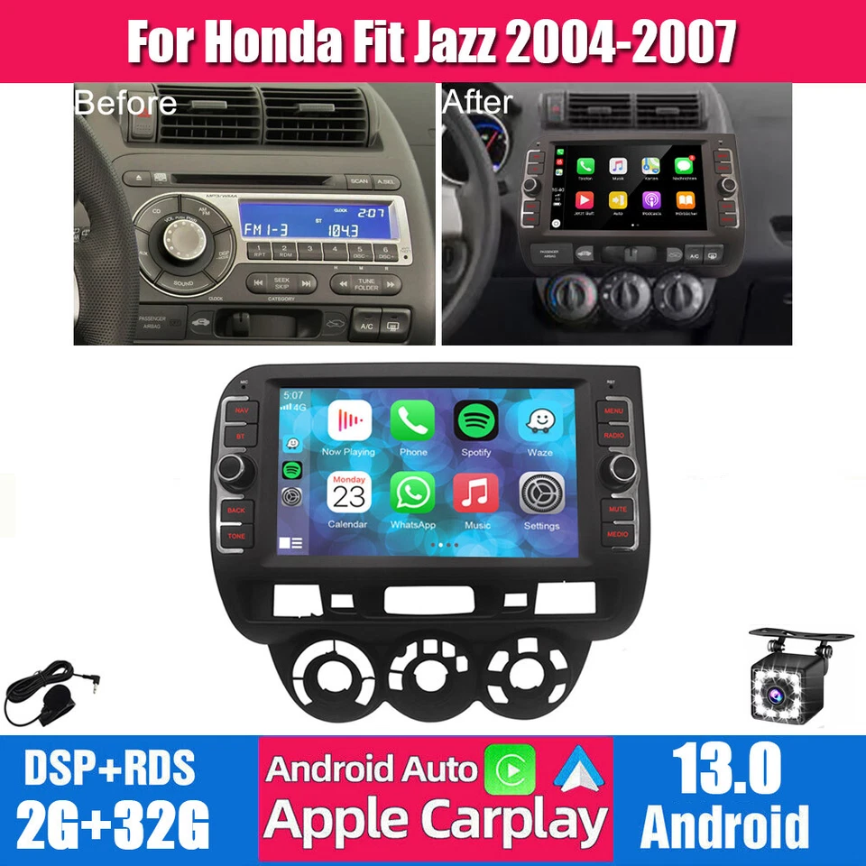 Android 13 Car Radio CarPlay Wifi GPS Navi Stereo For Honda Fit Jazz 2004-2007 - Image 4 of 4