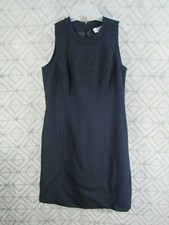 Kathy Che Dress Size 12 Blue Back Zipper Round Neck Sleeveless Lined Career Work