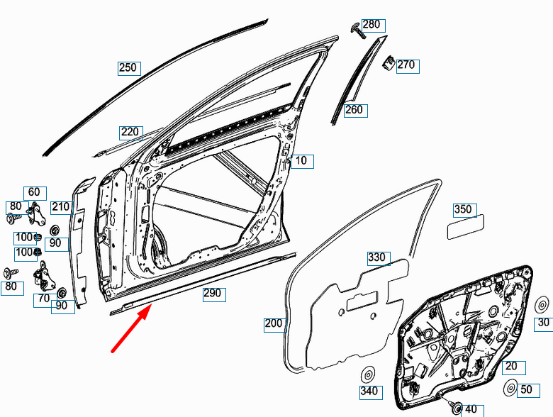 MERCEDES-BENZ S-KLASSE W222 Türdichtung vorne rechts A2226900270