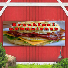 Breakfast Sandwiches Sidewalk Banner Sign with Grommets