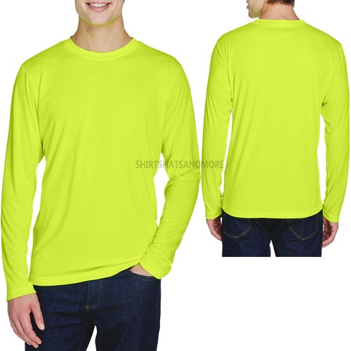 Mens Safety Yellow Long Sleeve Base Layer T-Shirt Wicking XS-XL 2X 3X 4X UV 40+ - Picture 2 of 2