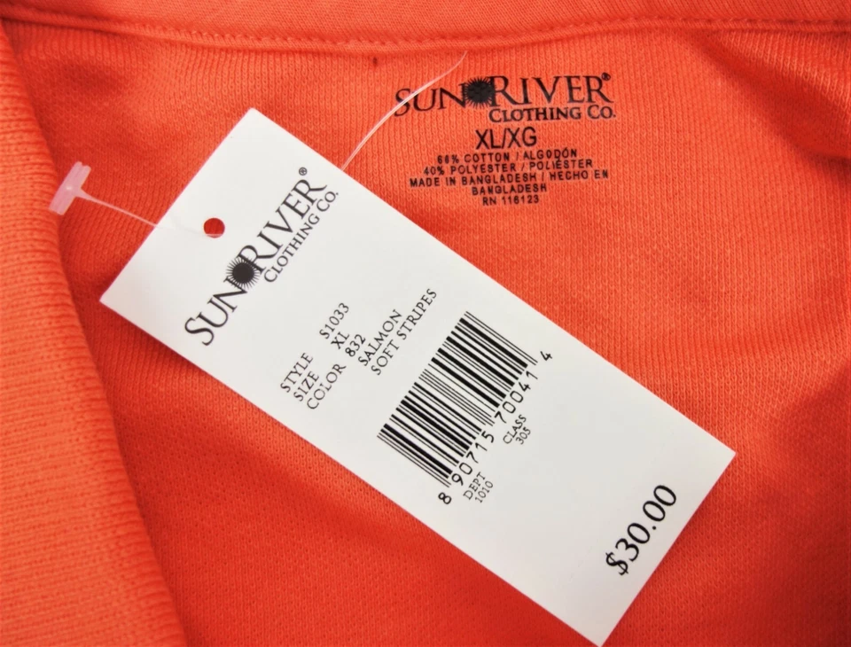 XL Salmón Naranja SunRiver HoneyComb Tejido Gofre Rendimiento Fácil Cuidado Polo Foto 3 de 4