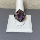 Vintage Sterling 925 silver Purple amethyst and enamel butterfly Ring Size 11