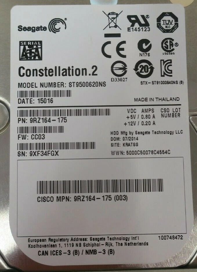 Cisco SM-HDDB-SATA500GB 500GB 7.2k 2.5" SATA Hard Drive HDD 9RZ164-175 - SRE 710 - Image 3 of 4
