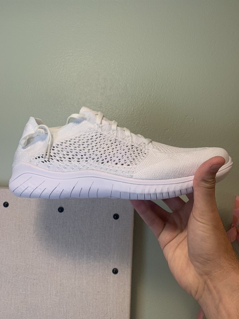 nike free rn flyknit triple white