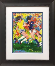 LeRoy Neiman "Rossi & Zico" NEW FRAMED ART Italy Brazil Soccer Futbal Paolo Pele