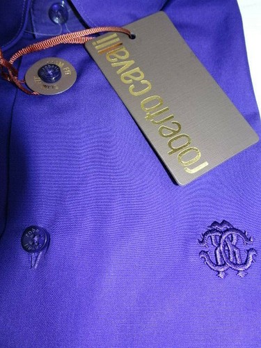 NEW $350 men 17"  35.5 SL ROBERTO CAVALLI DRESS SHIRT DARK PURPLE Straight  - Picture 3 of 10