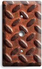 RUSTED INDUSTRIAL DIAMOND METAL RUSTIC LIGHT DIMMER CABLE PLATE COVER ROOM DECOR