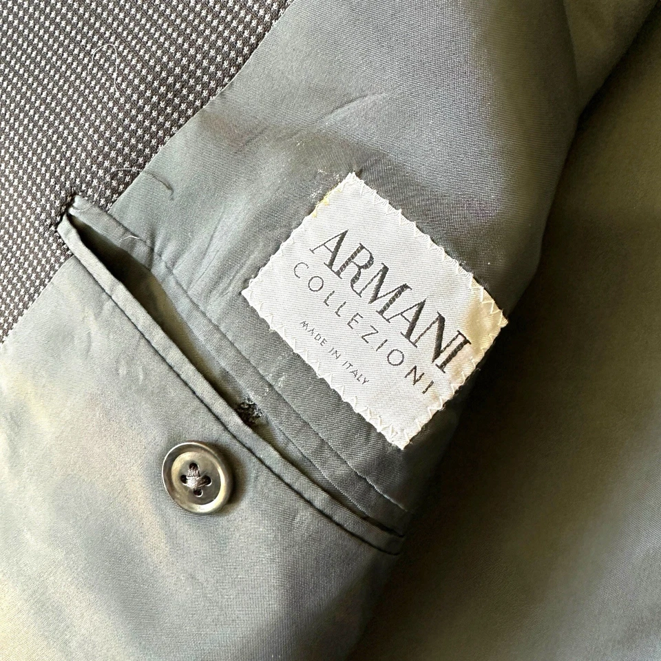 Abrigo Blazer Deportivo Armani Collezioni 42L De Colección Pata de Gallo Negro Blanco Lana Italia Foto 4 de 4