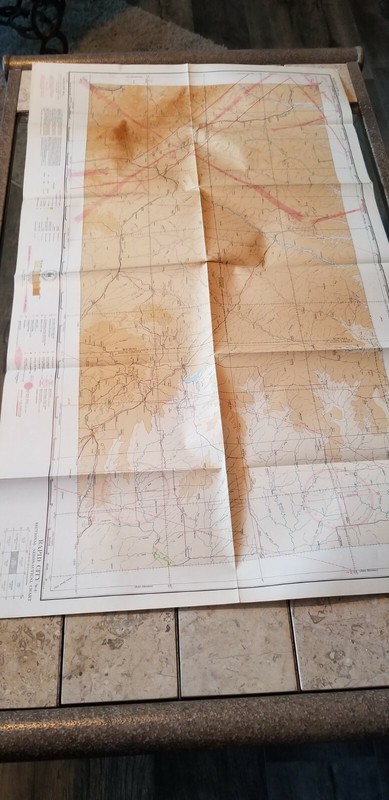 VINTAGE RARE 1942 SECTIONAL AERONAUTICAL CHART MAP RAPID CITY, SD 42" X 24"  