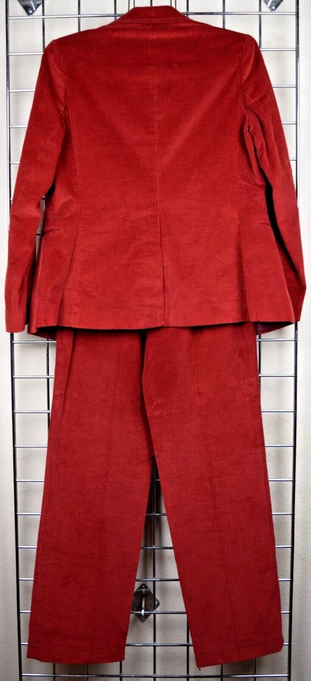 Vintage Jacket Pants Set Ata Size 11 S/M 60s Cranberry Corduroy Fitted High Rise - Image 2 of 4