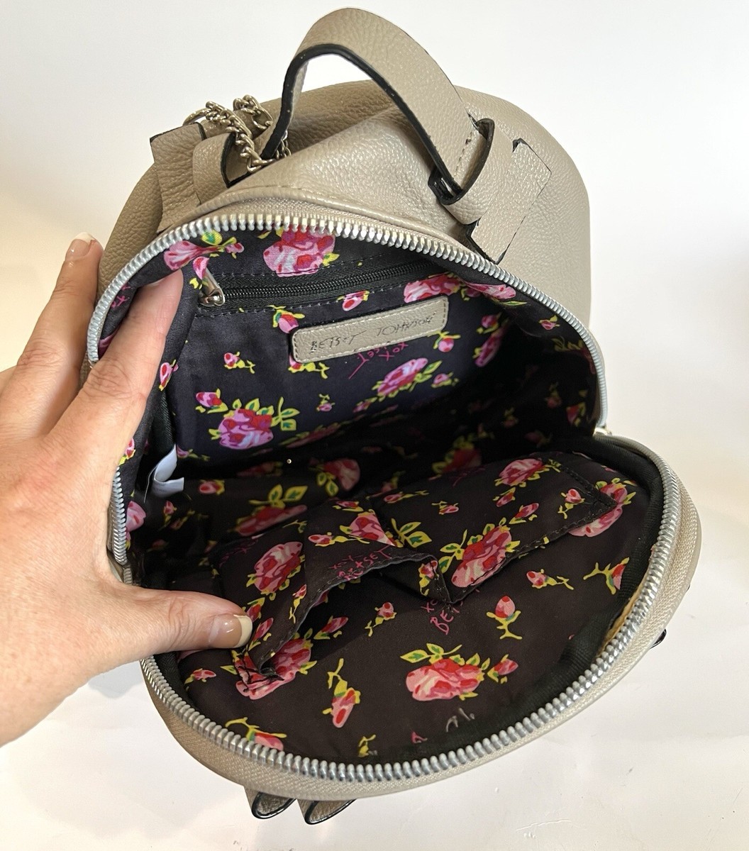 Betsey Johnson Taupe W/ Floral Lining Stitched Quilted Bow  display picture 1