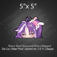 Michi Mochievee Peeker Purple Anime Waifu Vinyl Waterproof Peeker Decal