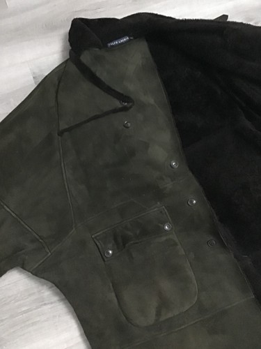 Ralph Lauren Lammfell Wildleder Fledermausfell gefüttert Trenchcoat - Khaki Grün - Bild 6 von 17