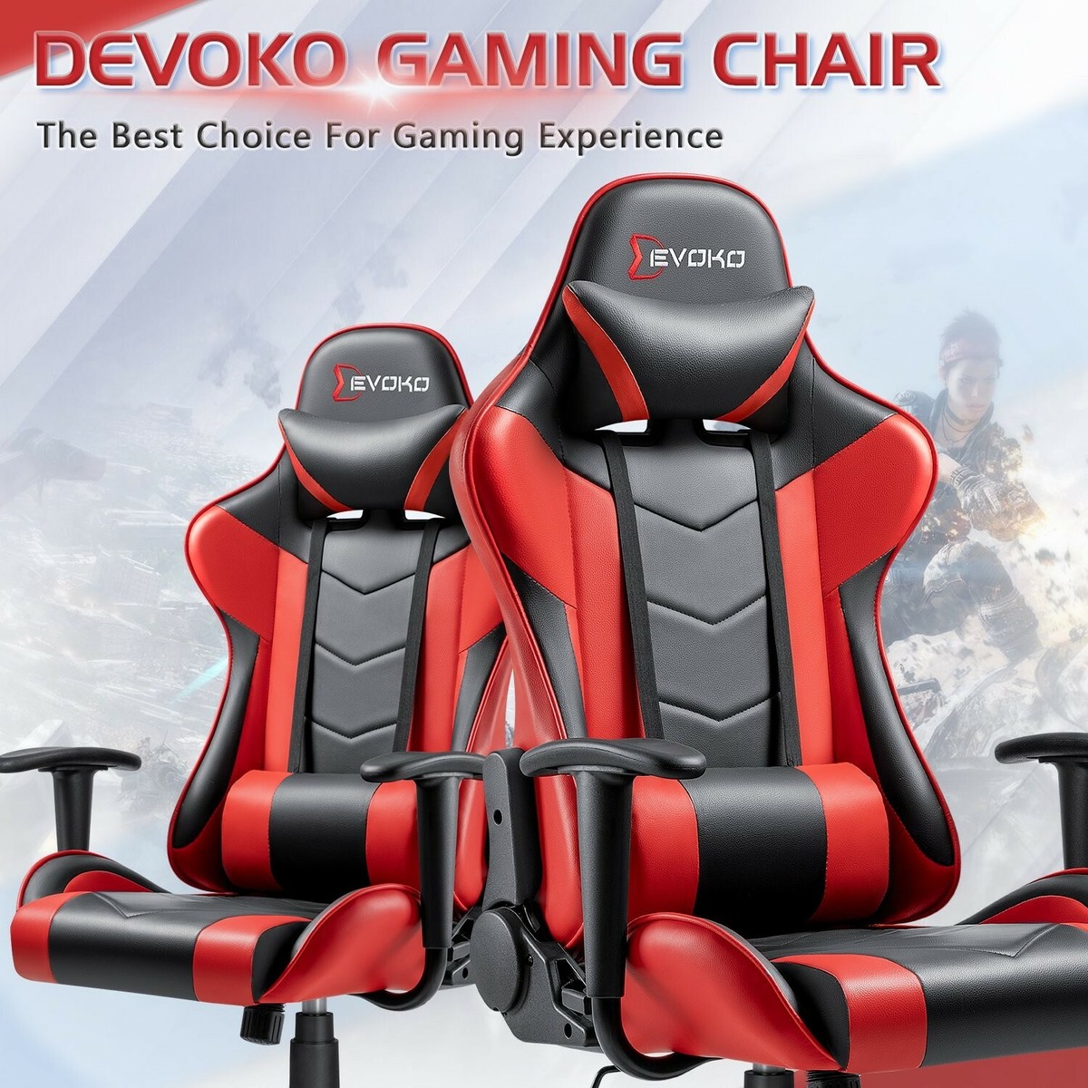 Devoko Ergonomic Racing Style Gaming Chair With Adjustable Height