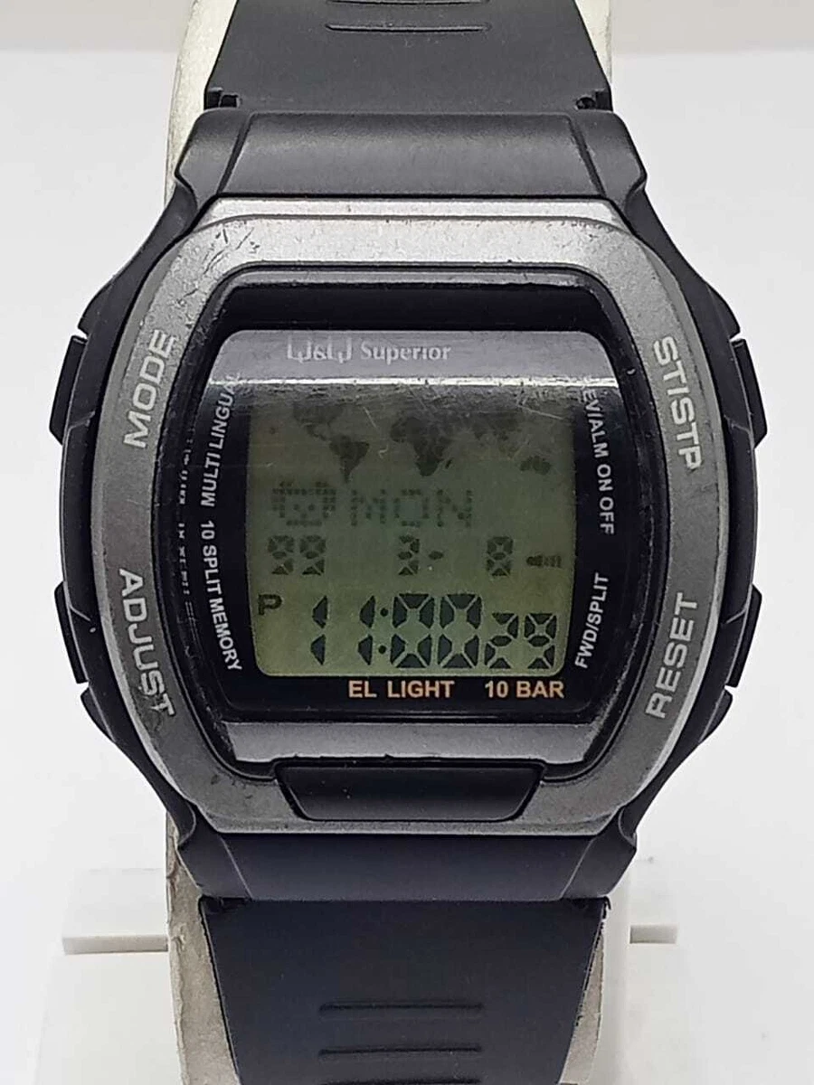 Q Q Superior World Time Digital Vintage Men s Watch AHE197FZN1 eBay