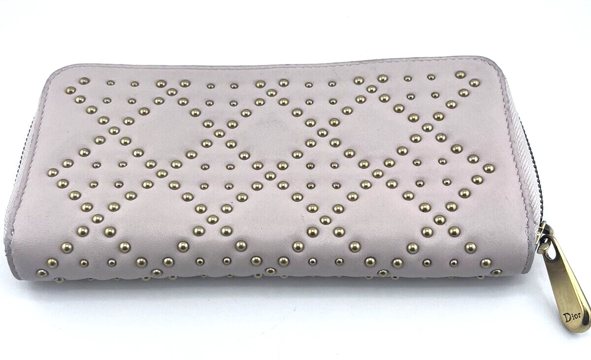 Portefeuille en cuir cannage Christian Dior Lady Dior rose