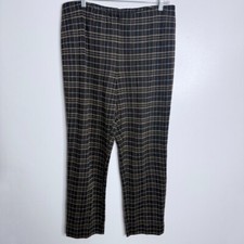 J. Jill Ponte Slim Leg Plants Plaid Black And Tan Pull On Size Large Petite