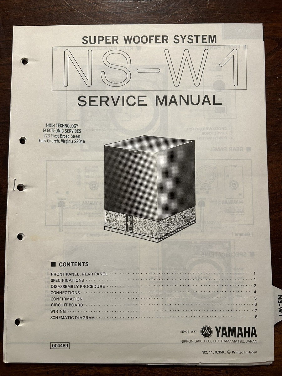 Yamaha NS-W1 Super Woofer System Service Manual OEM Vintage