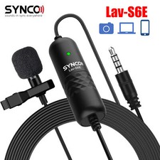 SYNCO Lav-S6E Lavalier Microphone Clip-on Omnidirectional Condenser Lapel Mic 6M