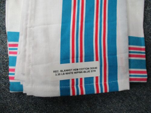 24 EACH BABY INFANT RECEIVING SWADDLING HOSPITAL BLANKET LARGE 30X40 STRIPED NEW - Picture 1 of 2