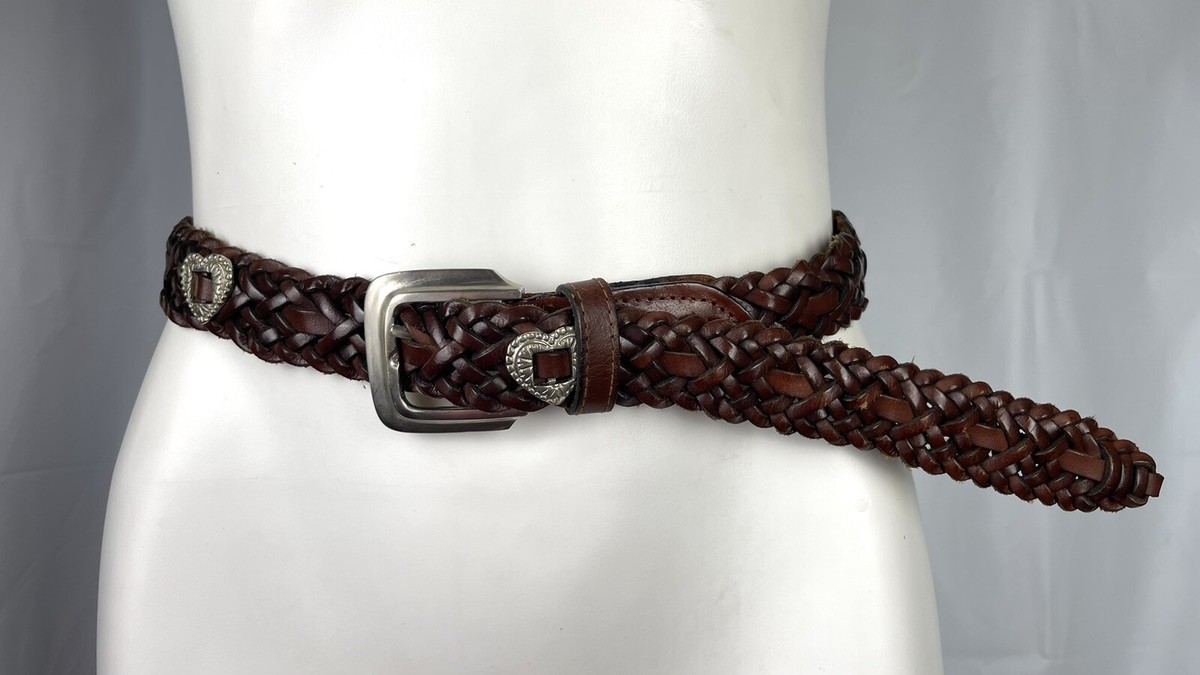 Vintage Donna Katz Brown Leather Brass Braided Woven Silver  display picture 1