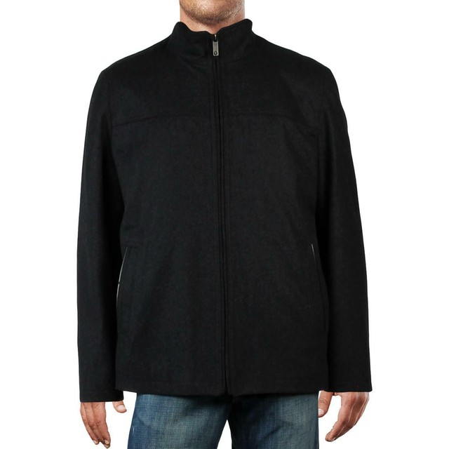 Perry Ellis Portfolio Mens Gray Casual Bomber Wool Coat Outerwear XL