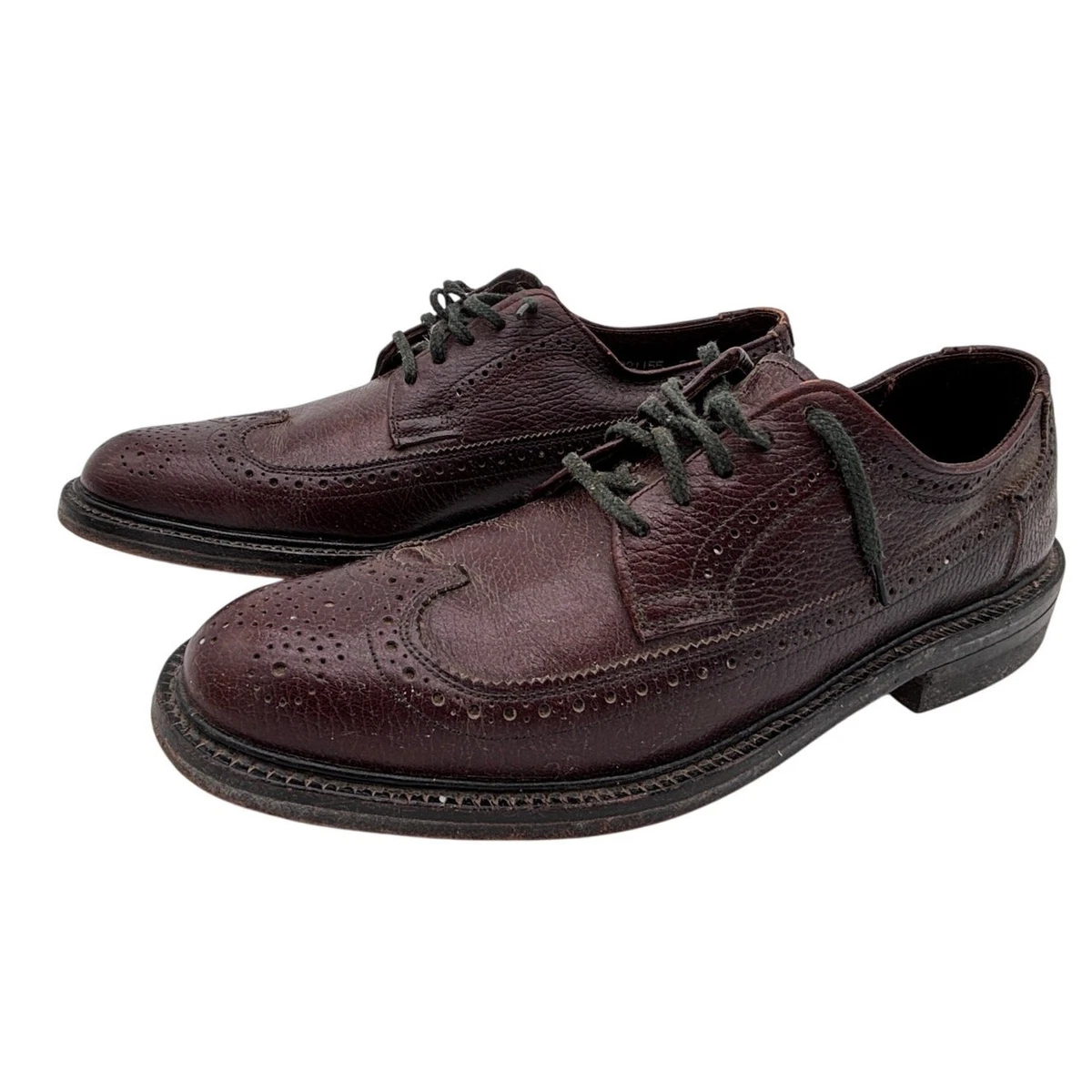 Nunn Bush Vintage 70\'s Mens Derby Sz 8.5D Wingtip Brown Leather Shoes USA Brown Wingtip 70s - Etsy main image 2