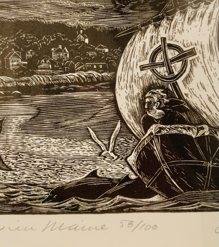 Siri Beckman Engraving St. Brendan Arrives In Maine - Picture 3 of 6
