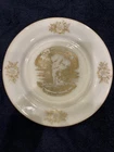 Vintage Milk Glass Souvenir Plate Yellowstone National Park Old Faithful - Gold
